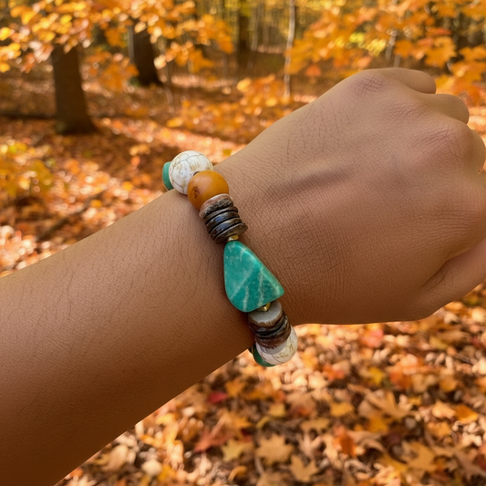Russian Amazonite Mixed Media Bracelet