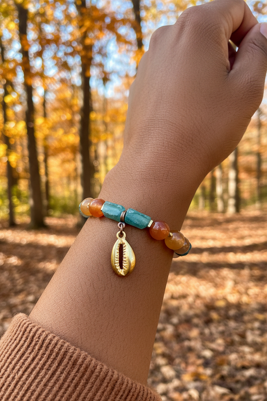 Earthy Carnelian Gemstones and Roman Glass Bracelet