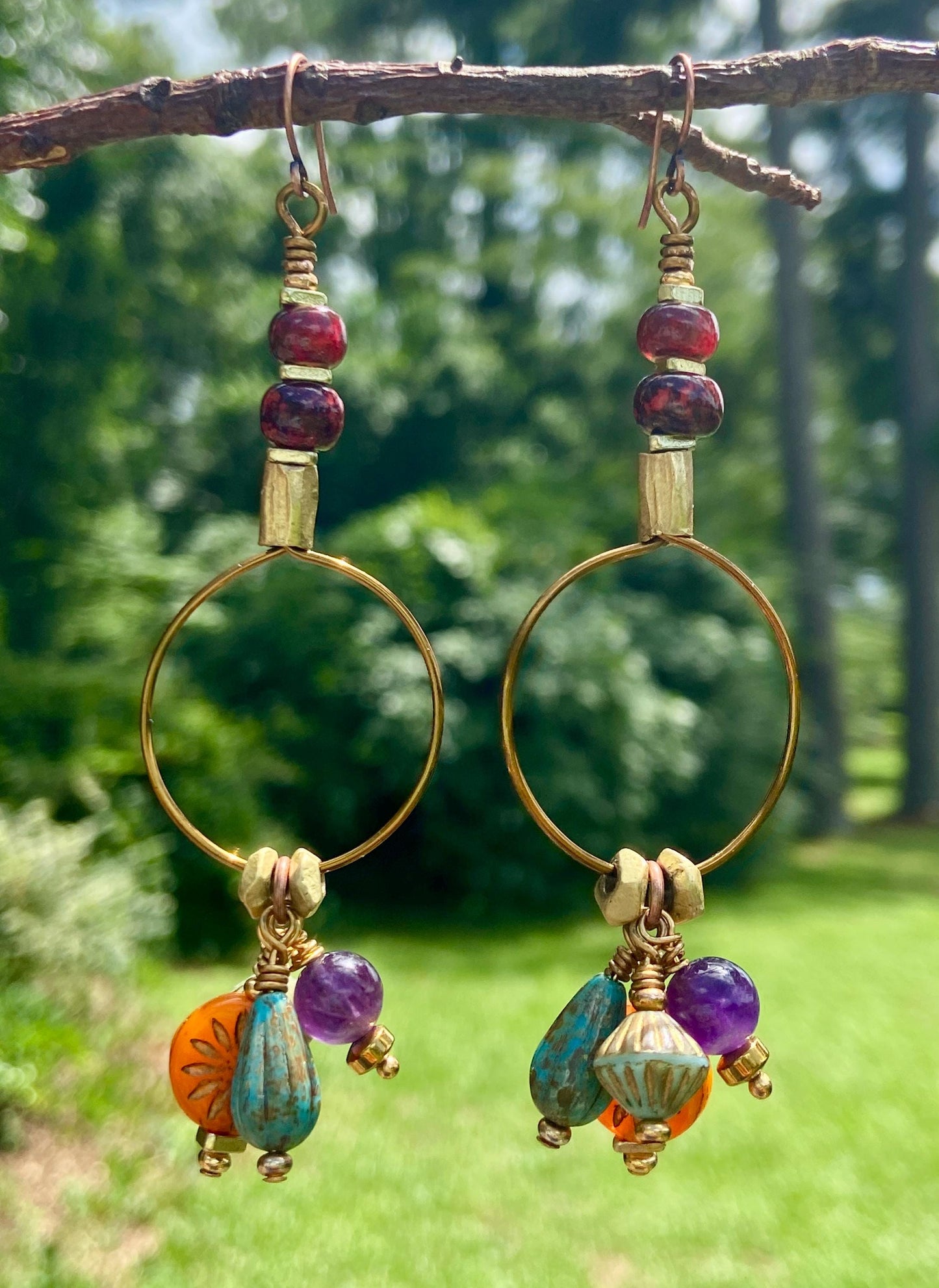 Multi-Czech Dangling Earrings