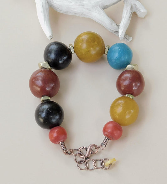 Moroccan Recycled Cassette Bead Bracelet