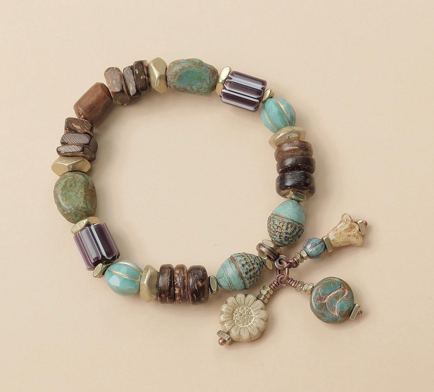 Earthy Czech Bead Bracelets