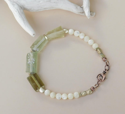 Roman Glass and Mother of Pearl Bracelet