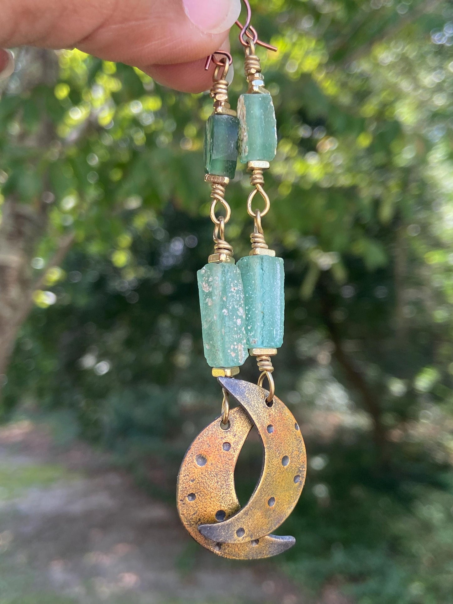 OOAK Moon Charm Earrings