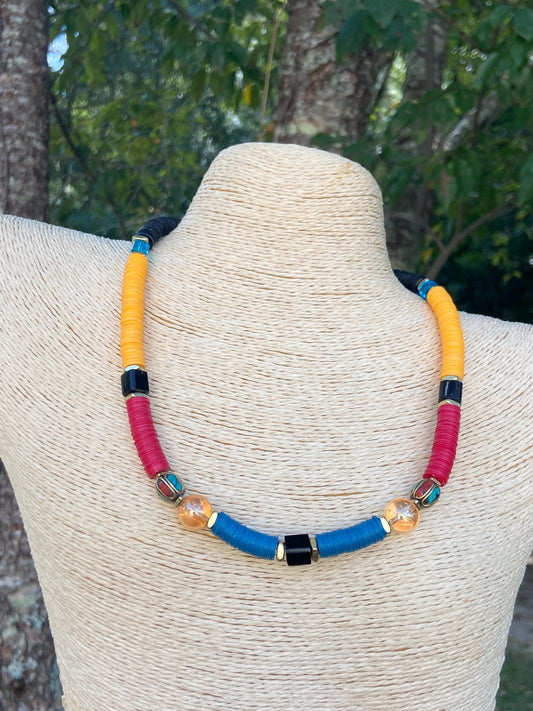 Czech Bead Medley and Autumn Mix Vinyl Bead Necklace