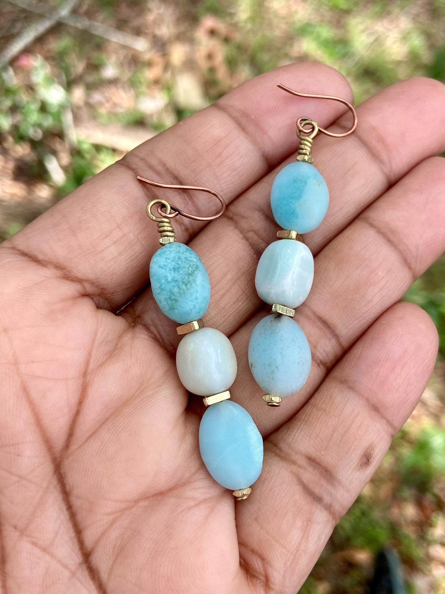 Pantone Cloud Dancer Gemstone Bracelet – Amazonite, Roman Glass & Brass