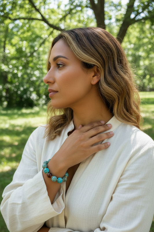 Turquoise Jasper Bracelet with Free Matching Earrings