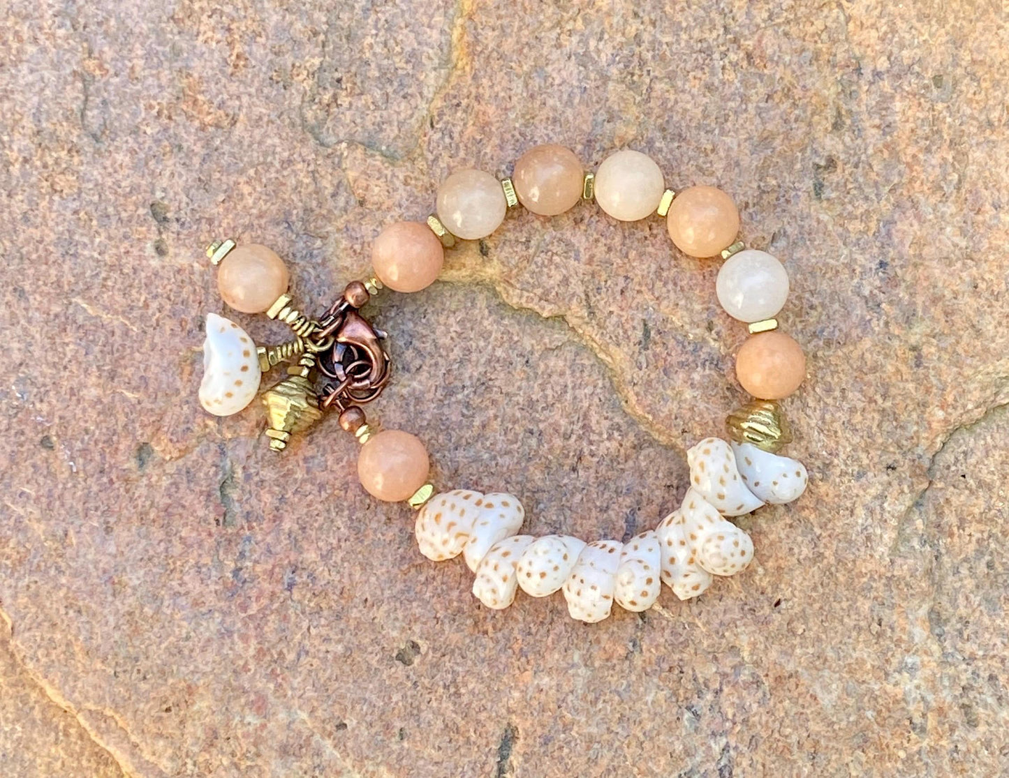 Beach Vibes Bracelet: Speckled Tide Natural Shell and Aventurine Gemstones