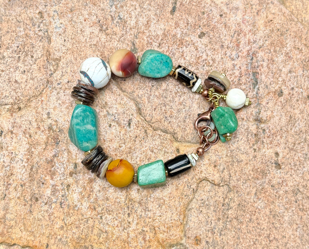 Russian Amazonite Mixed Media Bracelet
