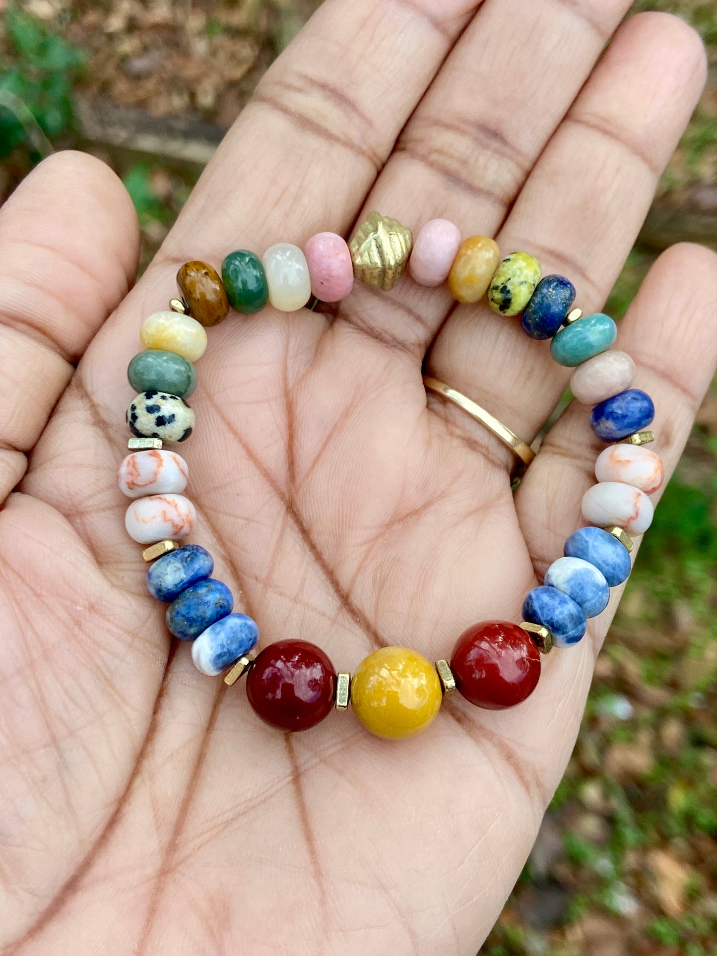 Mixed Gemstone Rondelle Bracelet | Boho Stacking Jewelry