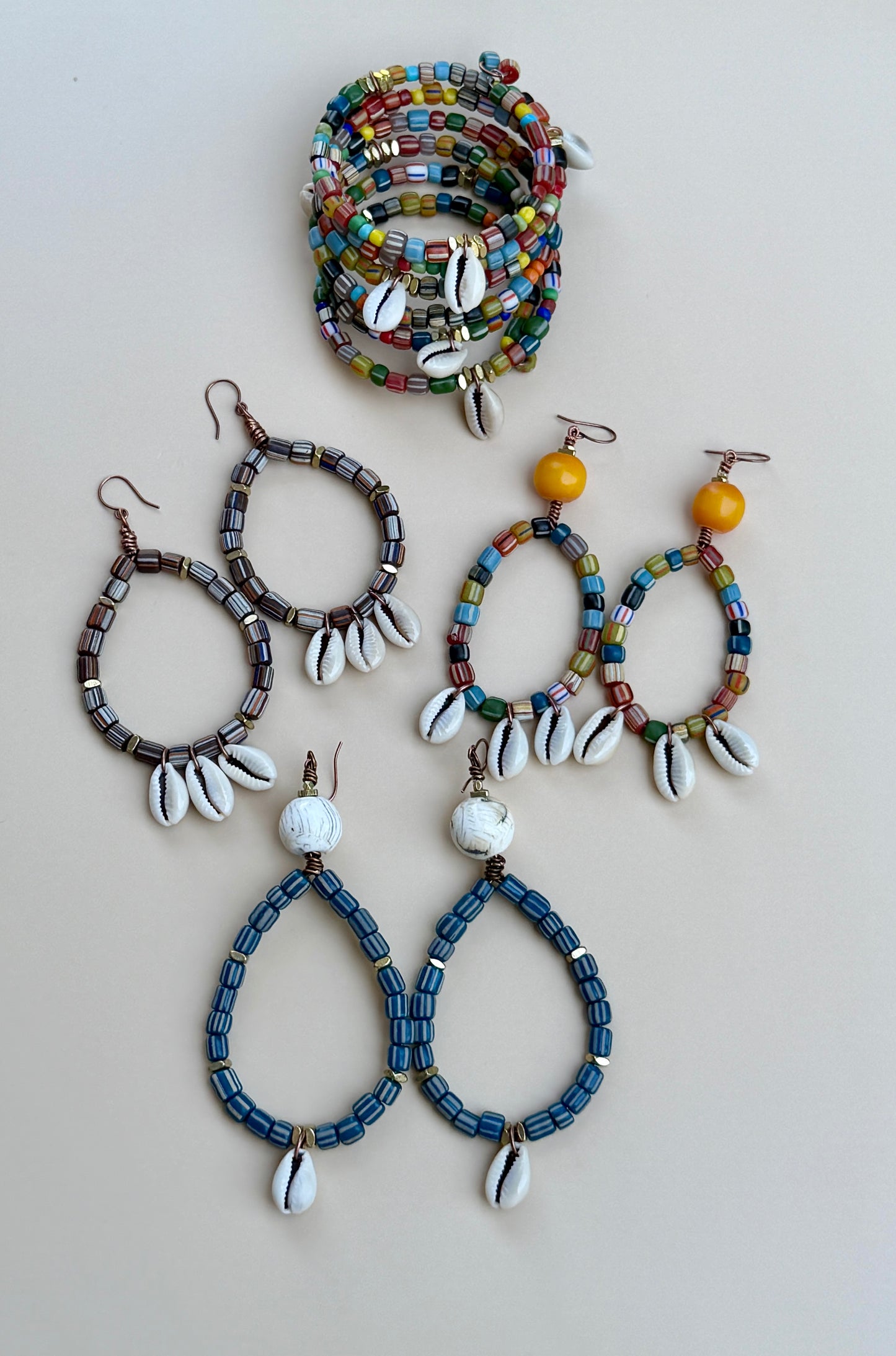 Rainbow Stripe Java Gooseberry Hoop Earrings| Dark Brown