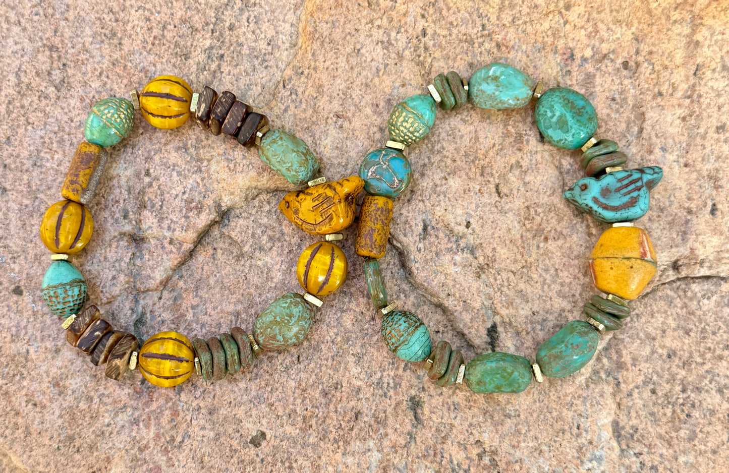 Turquoise Ancient Stone Bracelet • Mystic Chirp Focal • Nature Inspired Artisan Bracelet