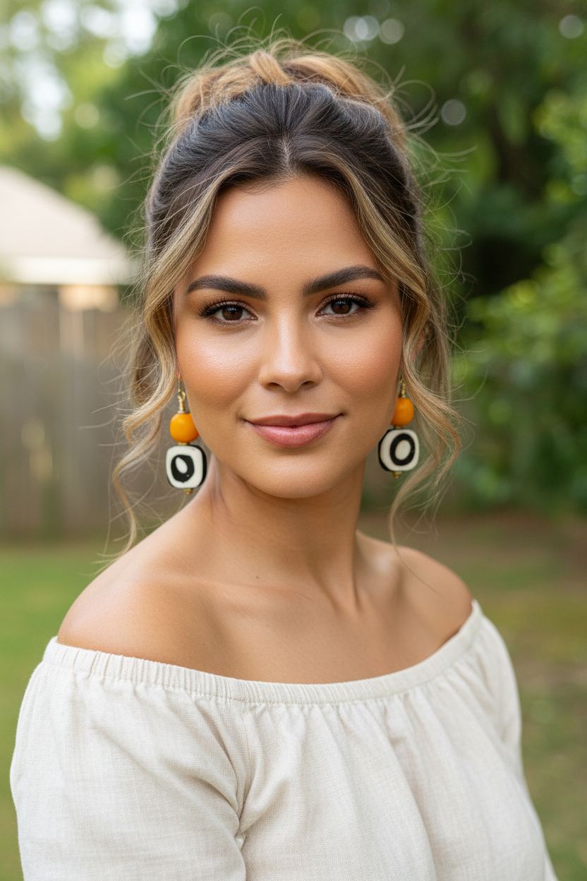Batik Bone & Colorful Kenya Amber Resin Earrings • Beachy Summer Boho Jewelry