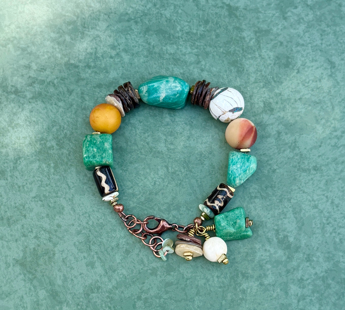 Russian Amazonite Mixed Media Bracelet