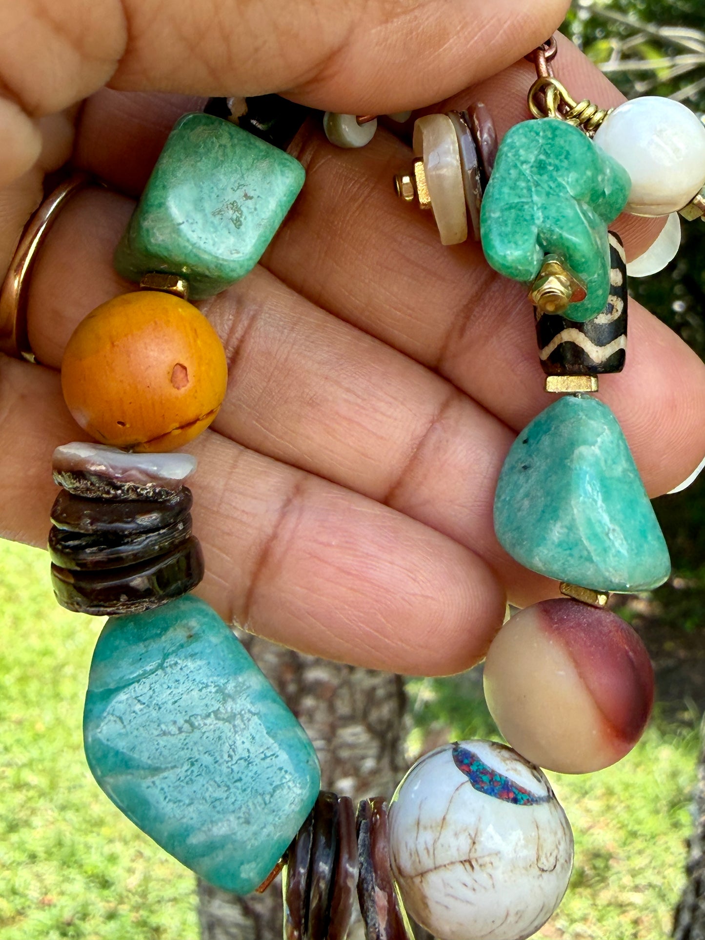 Russian Amazonite Mixed Media Bracelet