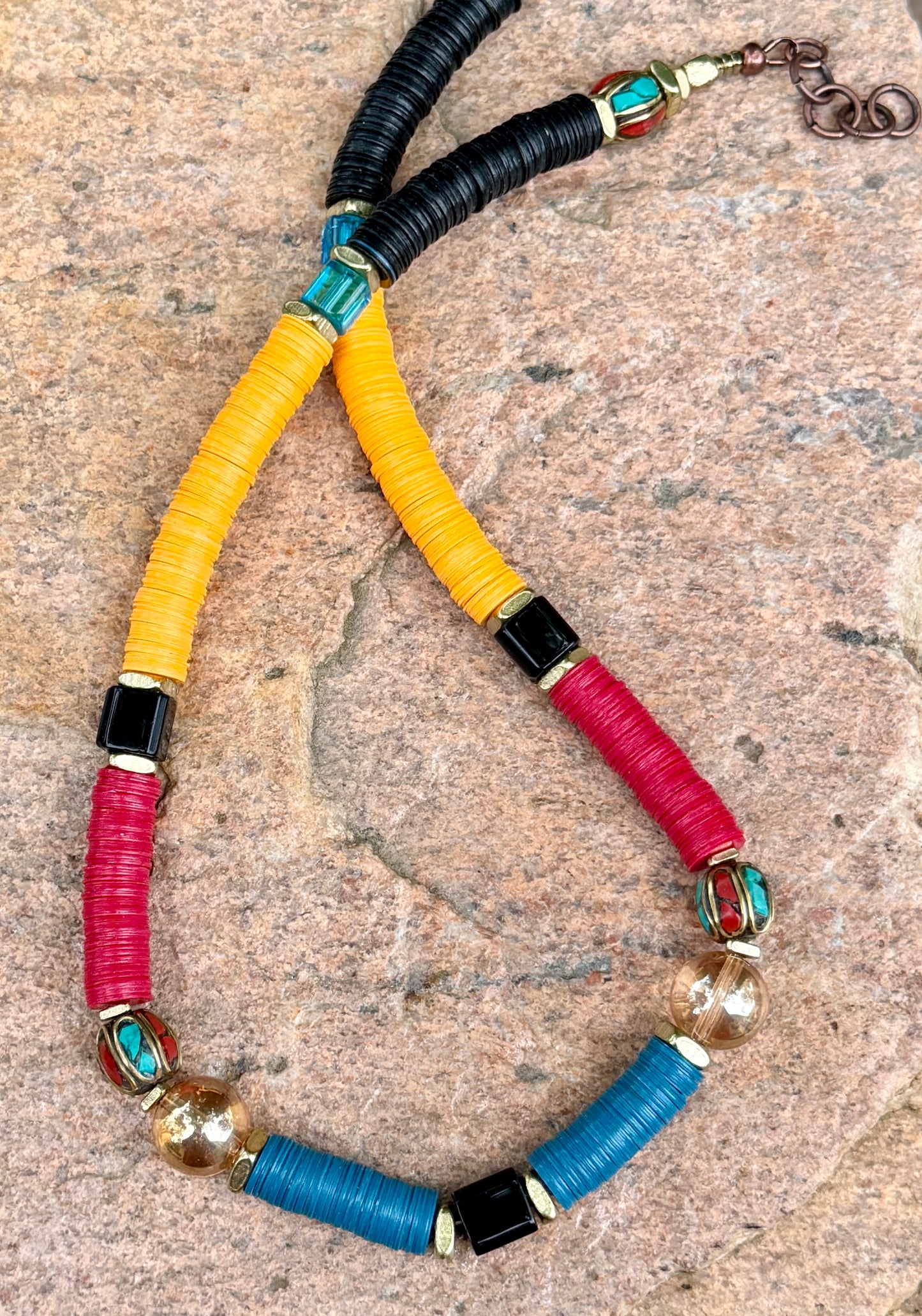 Czech Bead Medley and Autumn Mix Vinyl Bead Necklace