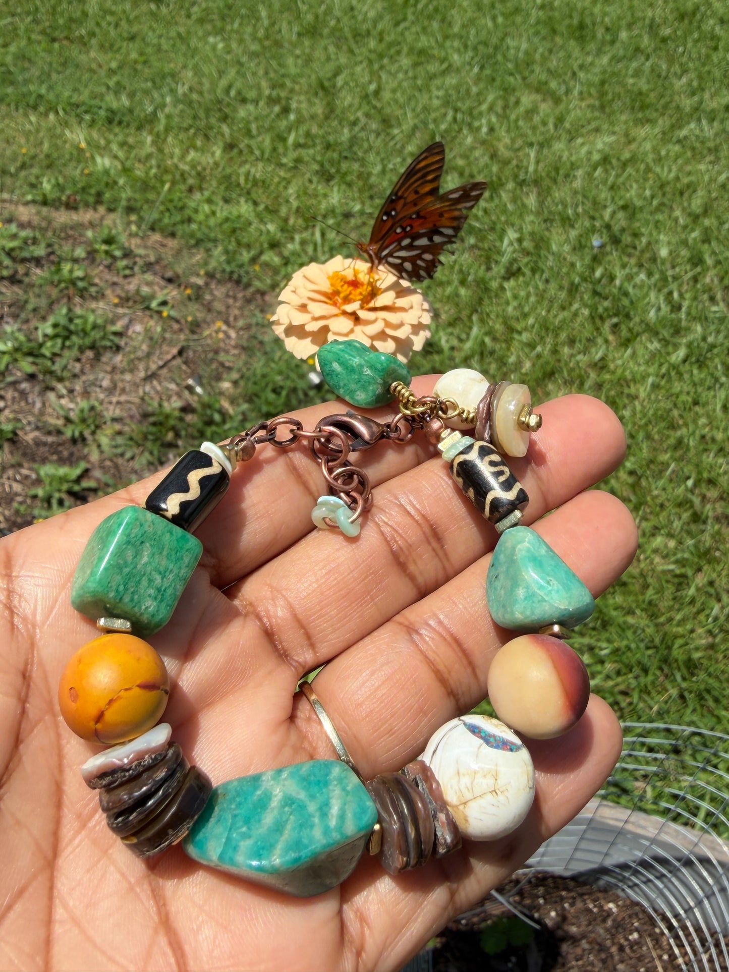 Russian Amazonite Mixed Media Bracelet