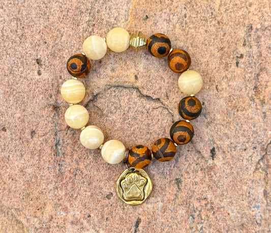 Gold Dog Paw Charm Bracelet • Dog Lover Jewelry • Fur Baby Gift