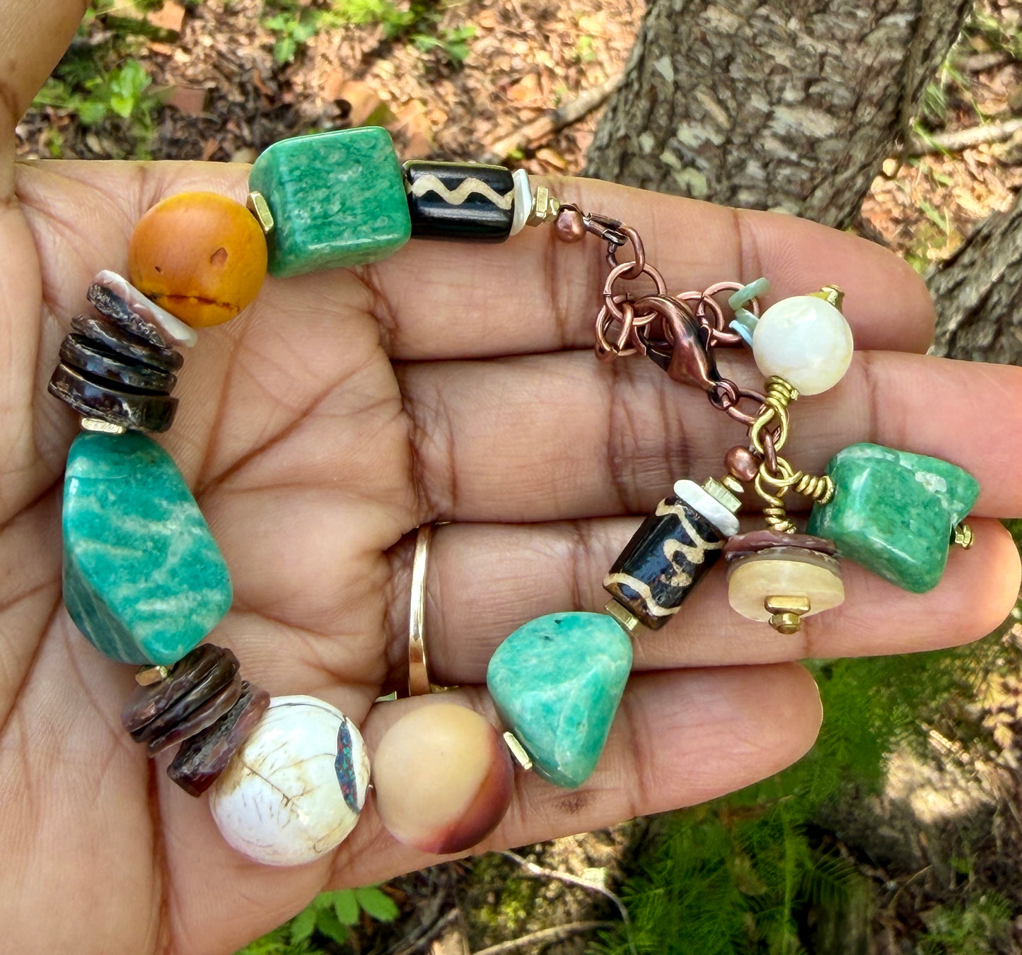 Russian Amazonite Mixed Media Bracelet