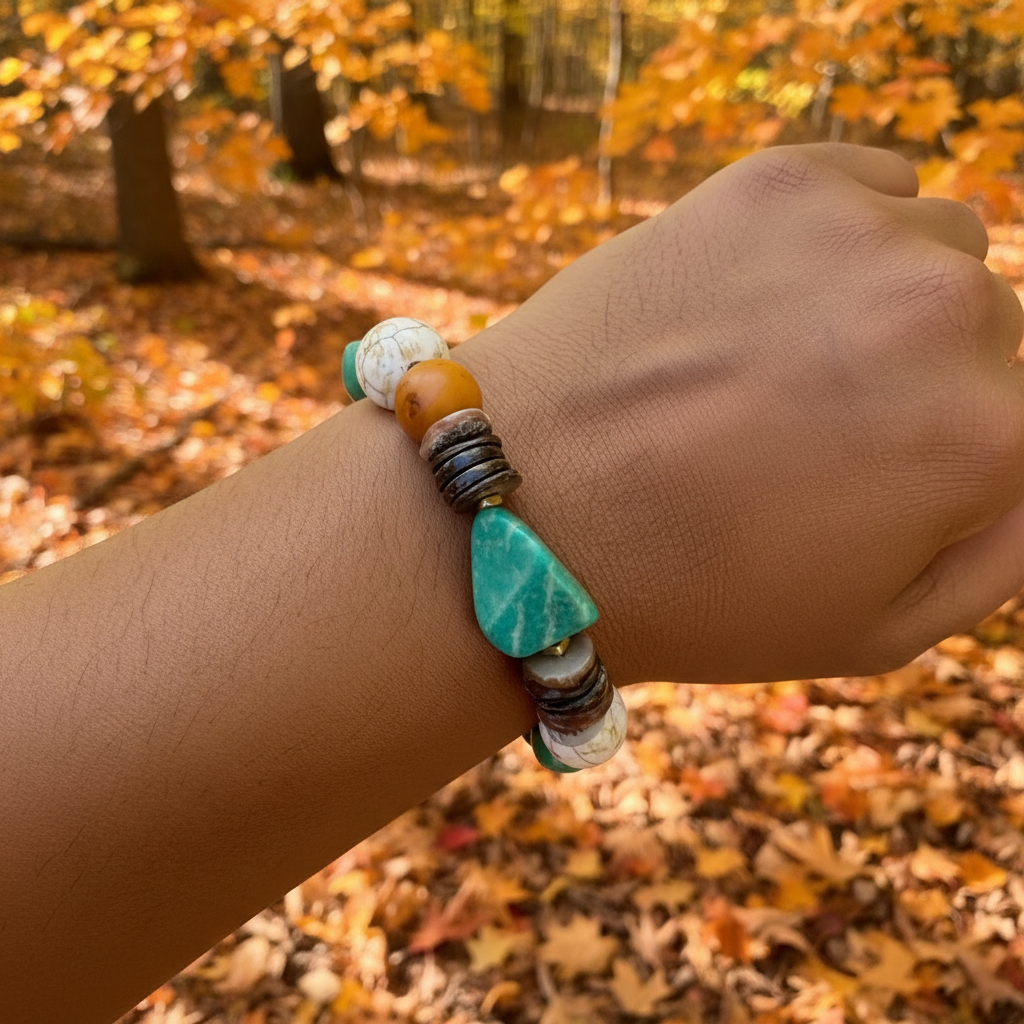 Russian Amazonite Mixed Media Bracelet