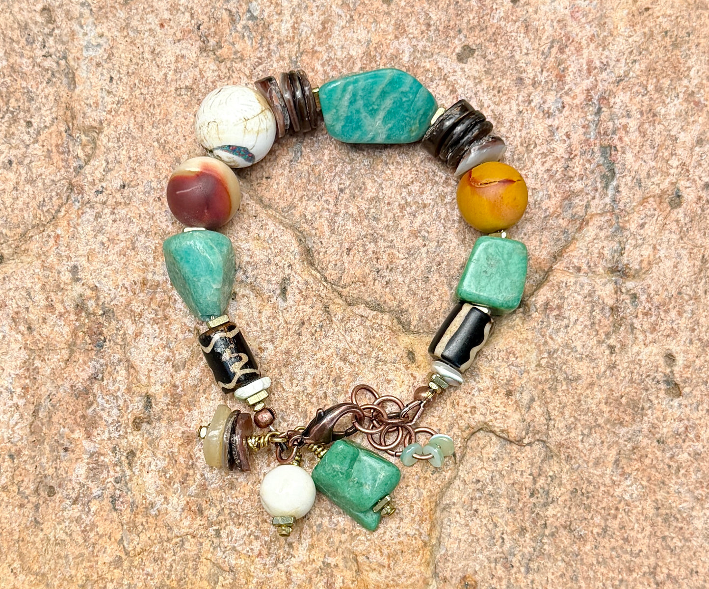 Russian Amazonite Mixed Media Bracelet