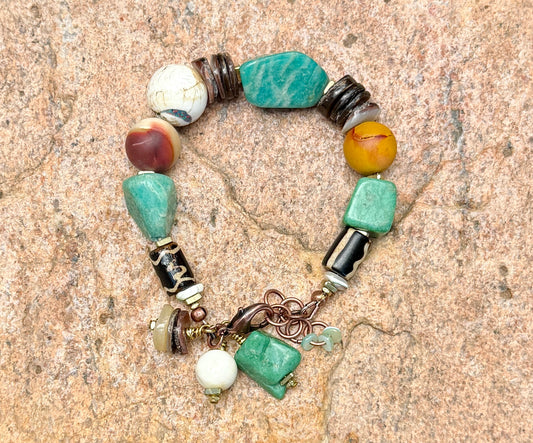 Russian Amazonite Mixed Media Bracelet