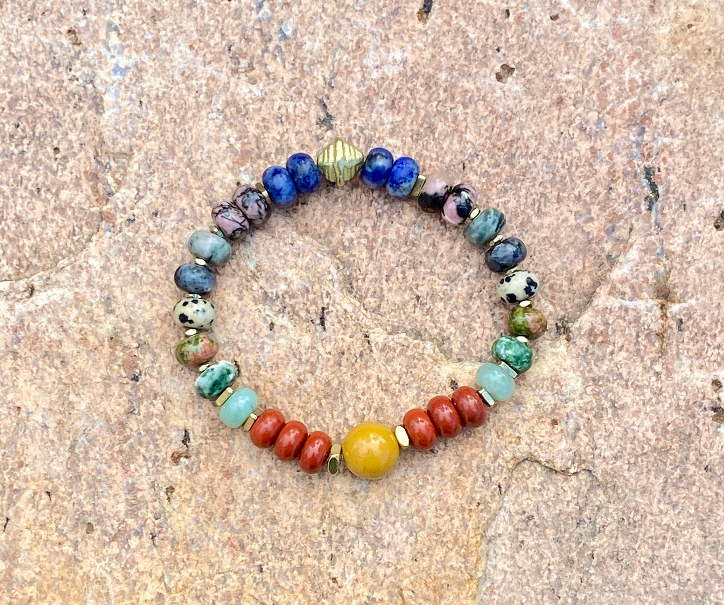 Mixed Gemstone Rondelle Bracelet | Boho Stacking Jewelry