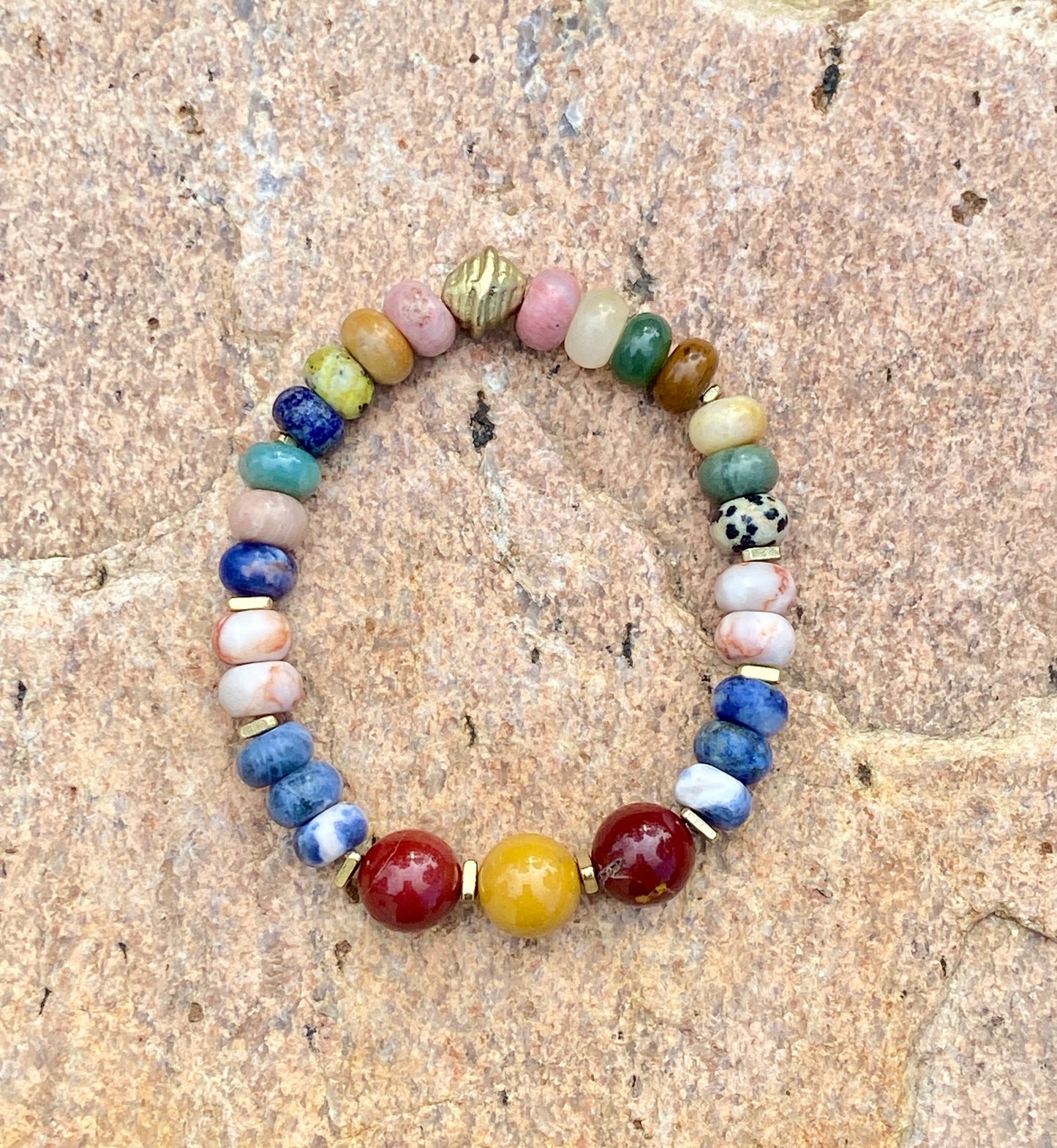 Mixed Gemstone Rondelle Bracelet | Boho Stacking Jewelry
