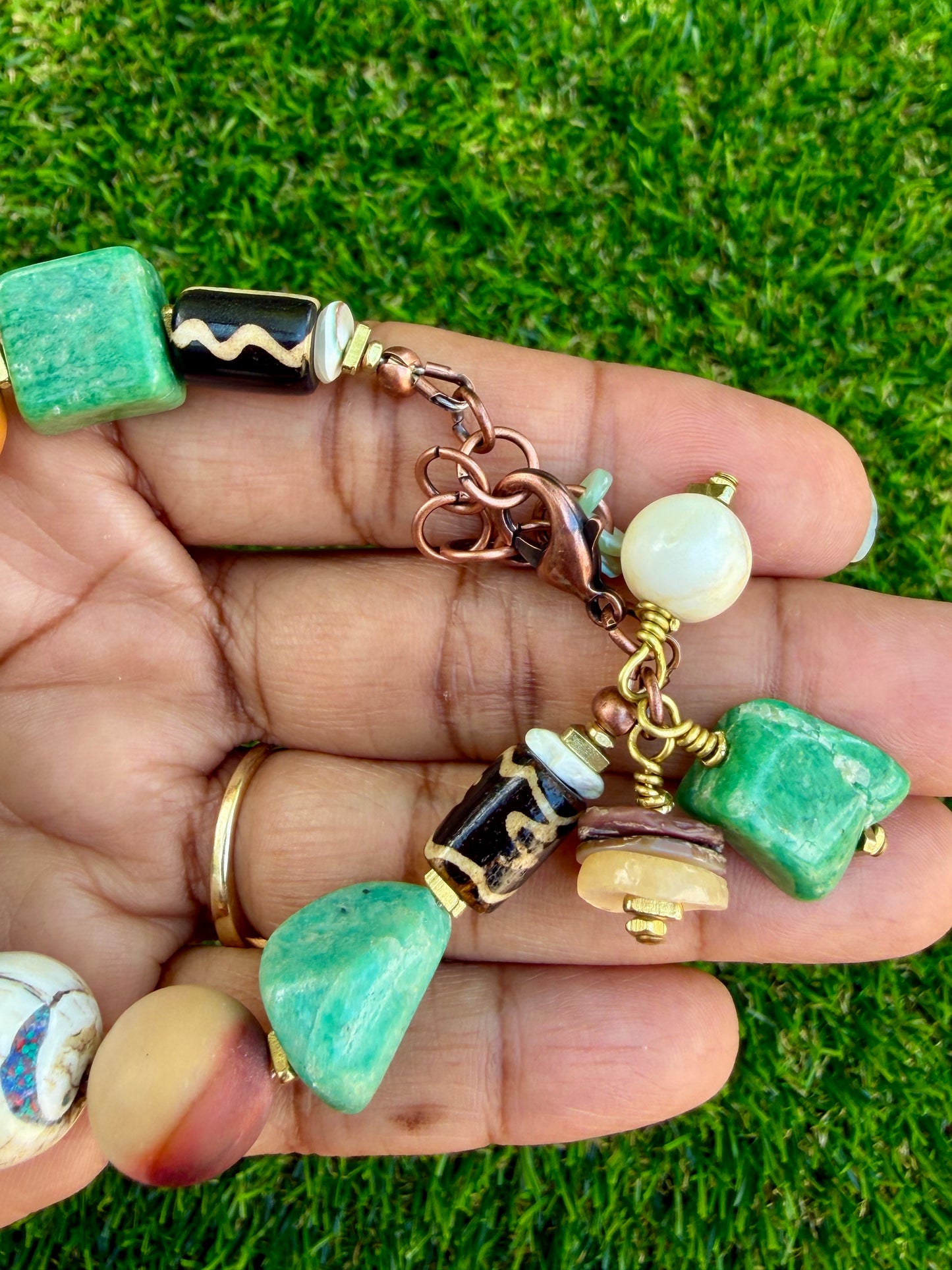 Russian Amazonite Mixed Media Bracelet