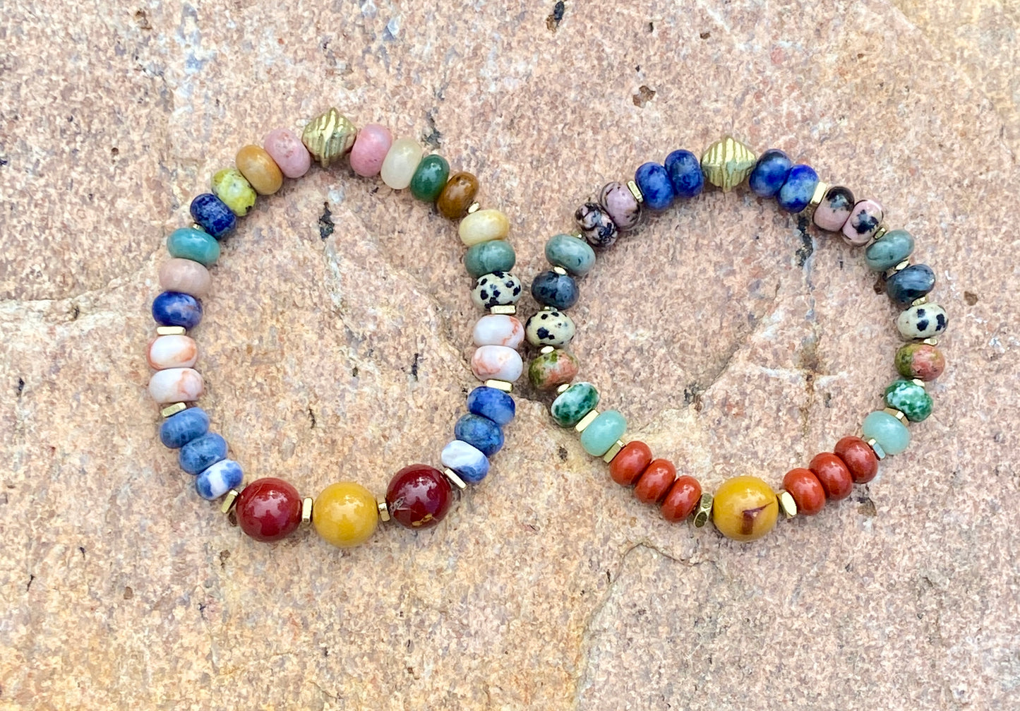 Mixed Gemstone Rondelle Bracelet | Boho Stacking Jewelry
