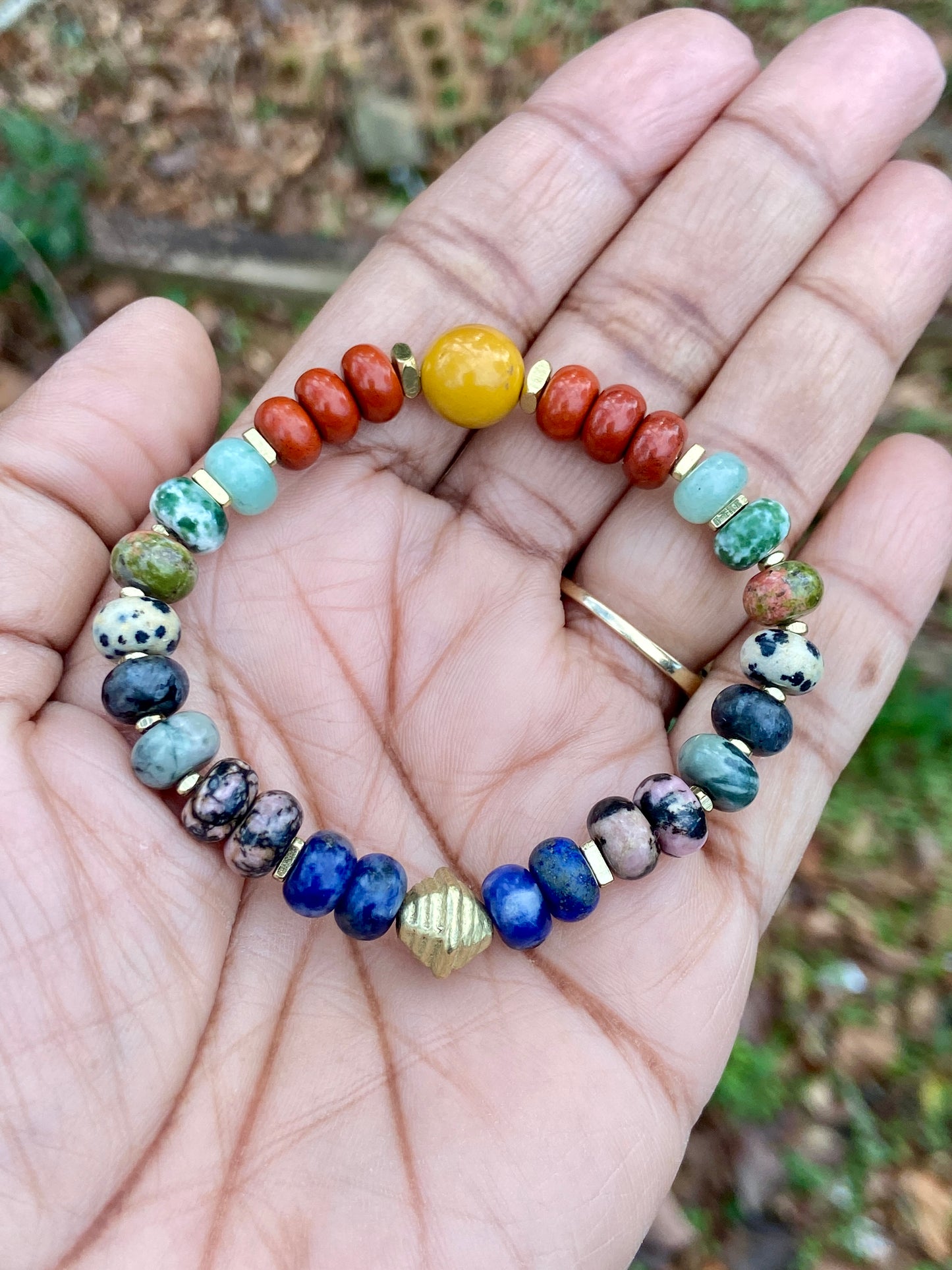 Mixed Gemstone Rondelle Bracelet | Boho Stacking Jewelry