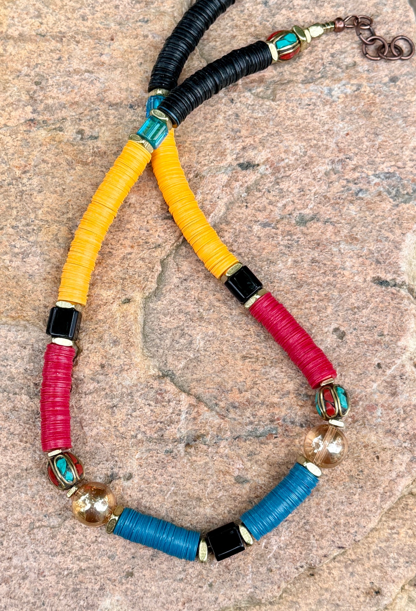 Czech Bead Medley and Autumn Mix Vinyl Bead Necklace