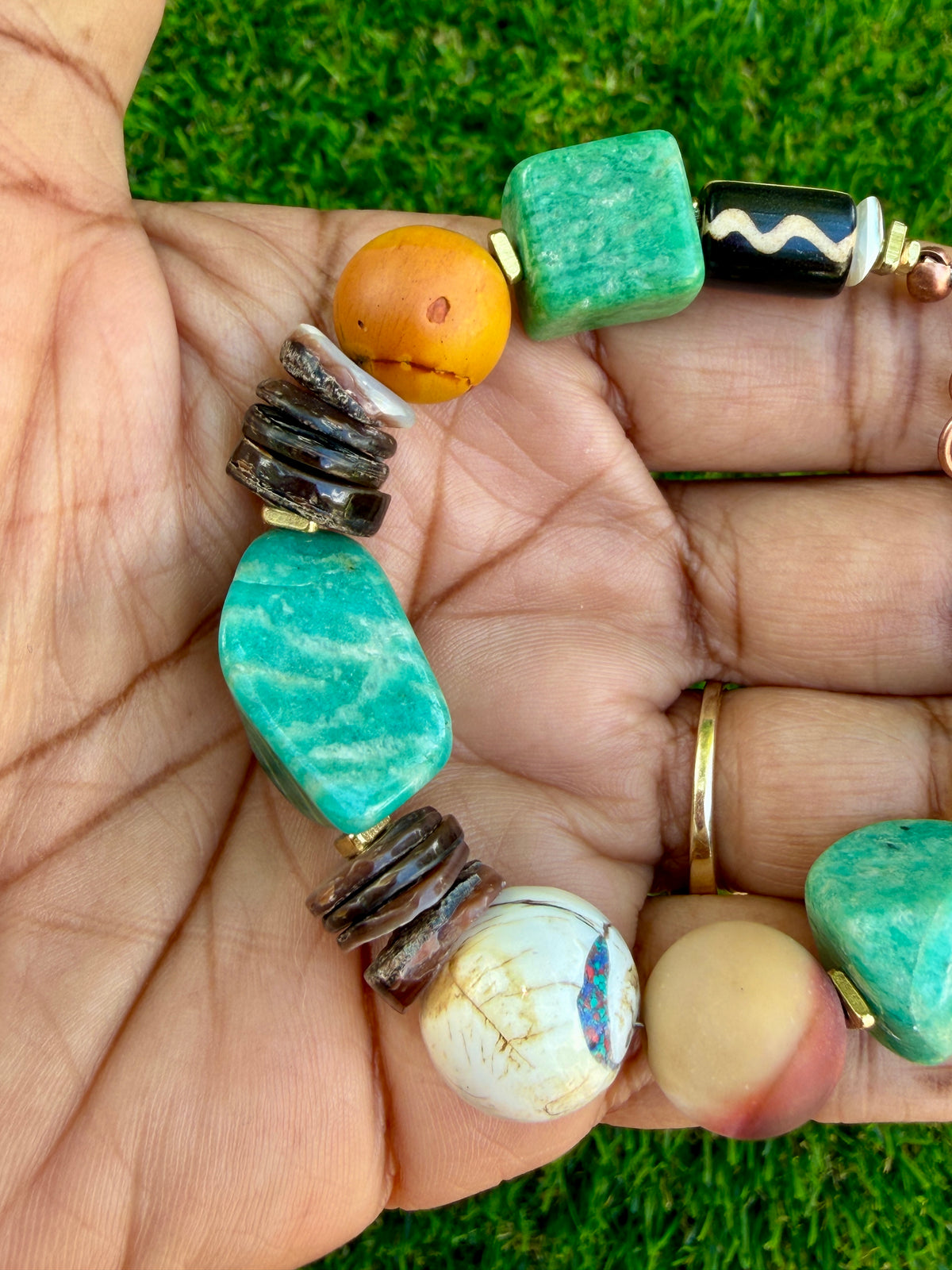 Russian Amazonite Mixed Media Bracelet