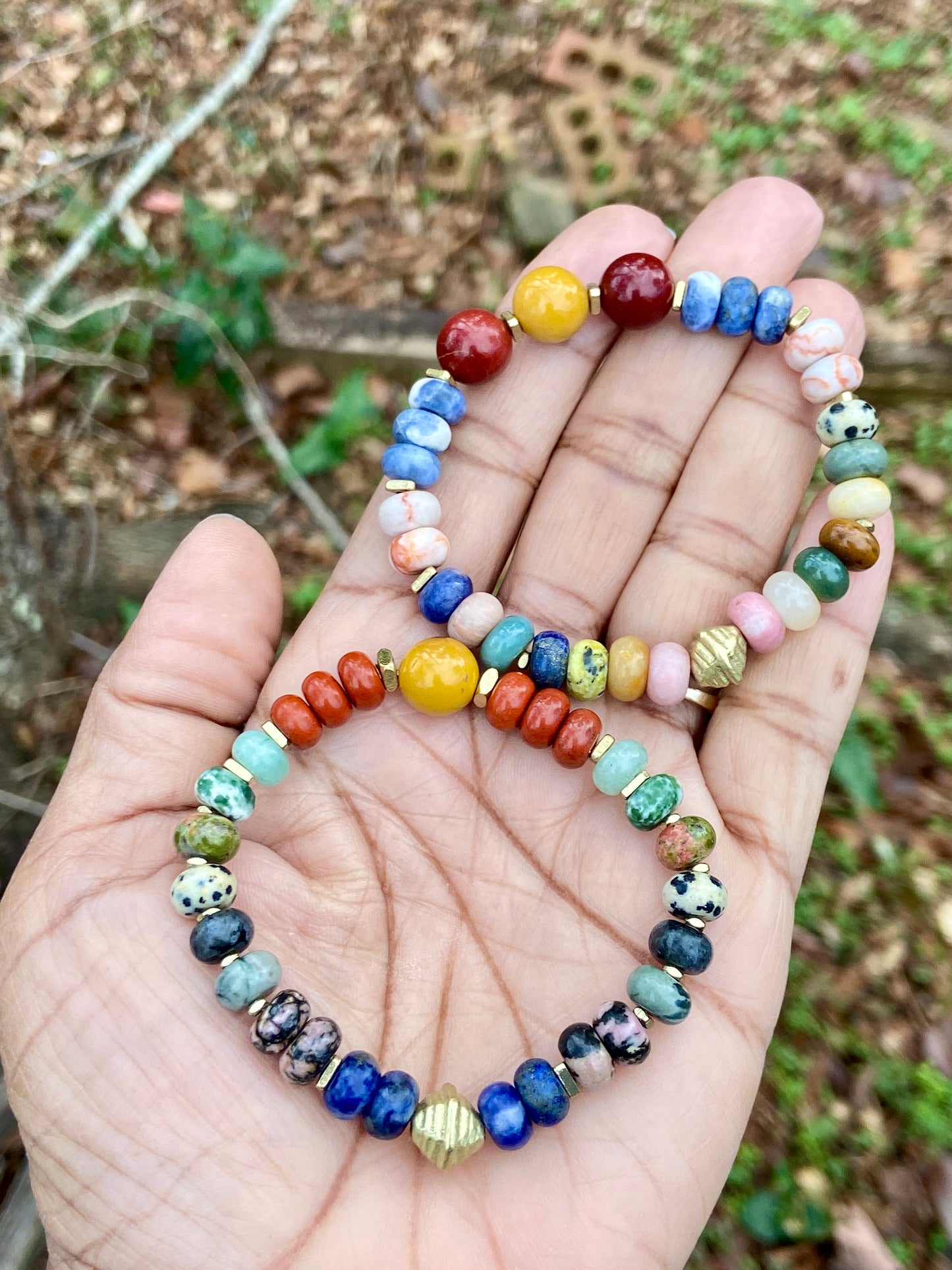 Mixed Gemstone Rondelle Bracelet | Boho Stacking Jewelry