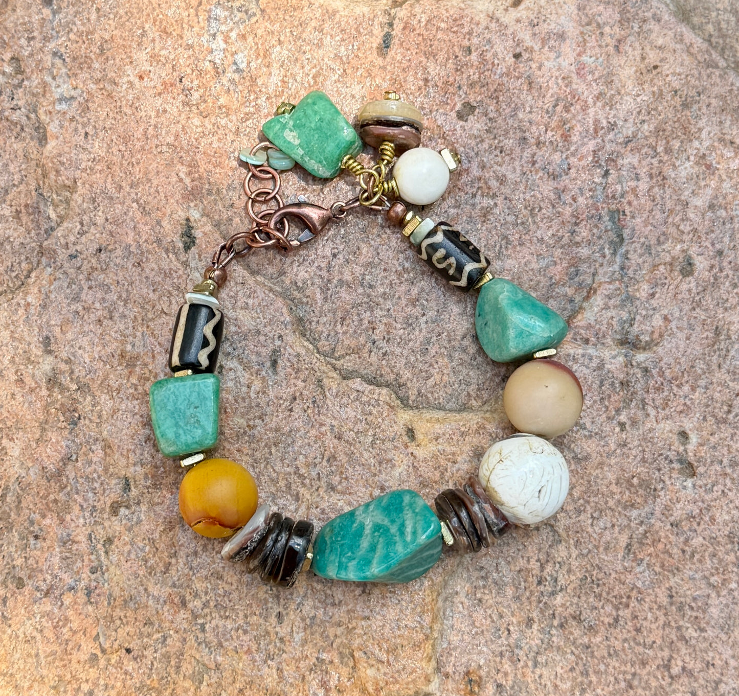 Russian Amazonite Mixed Media Bracelet