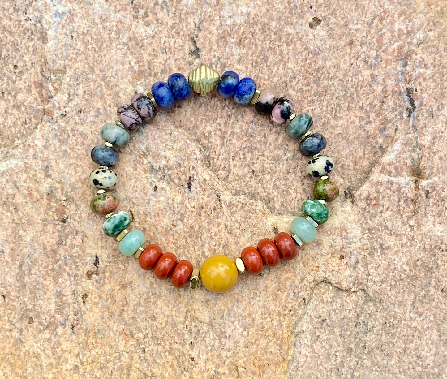 Mixed Gemstone Rondelle Bracelet | Boho Stacking Jewelry