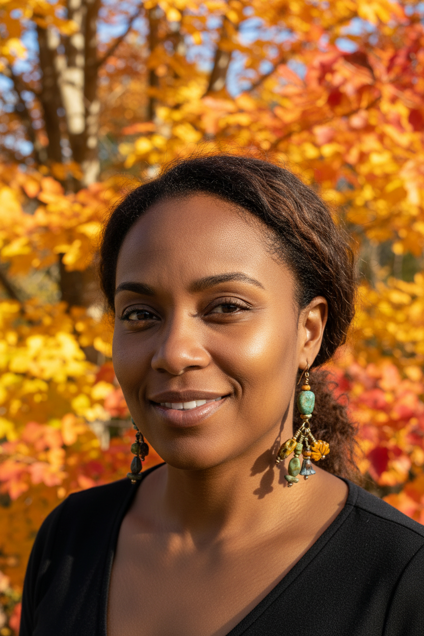 Golden Maple Leaf Earrings • Turquoise Autumn Dangles