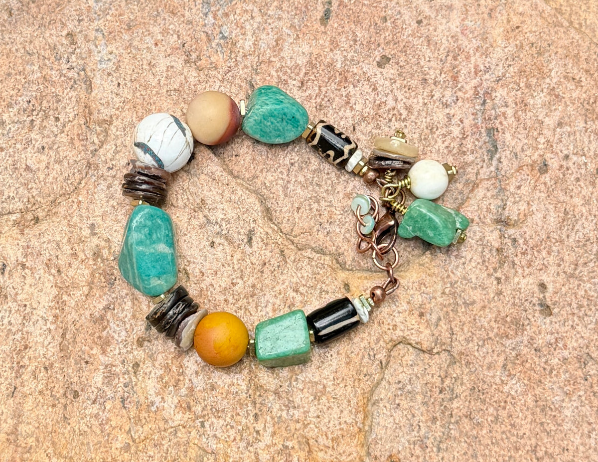 Russian Amazonite Mixed Media Bracelet