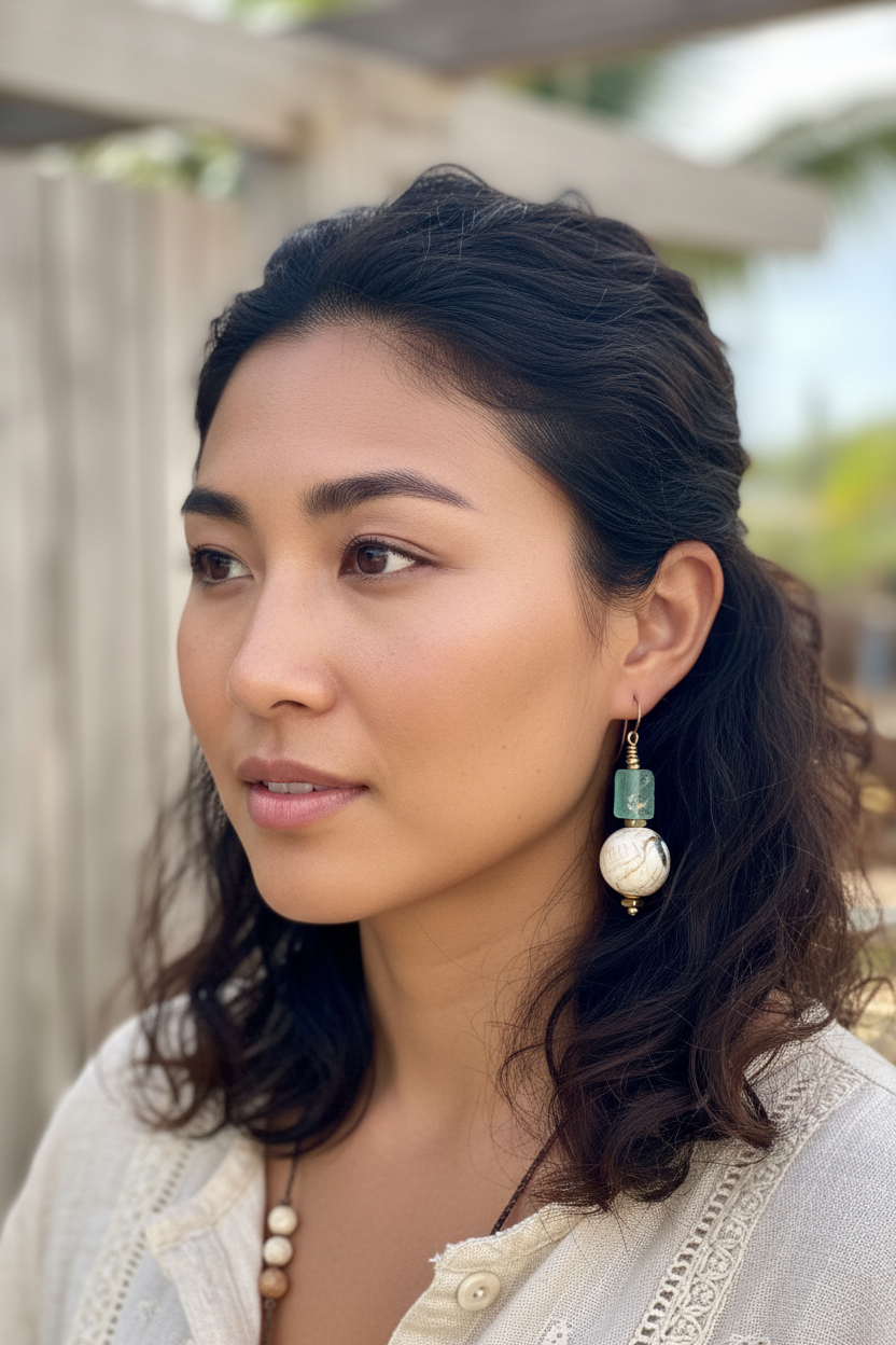 Coastal Boho Earrings - Asian Model