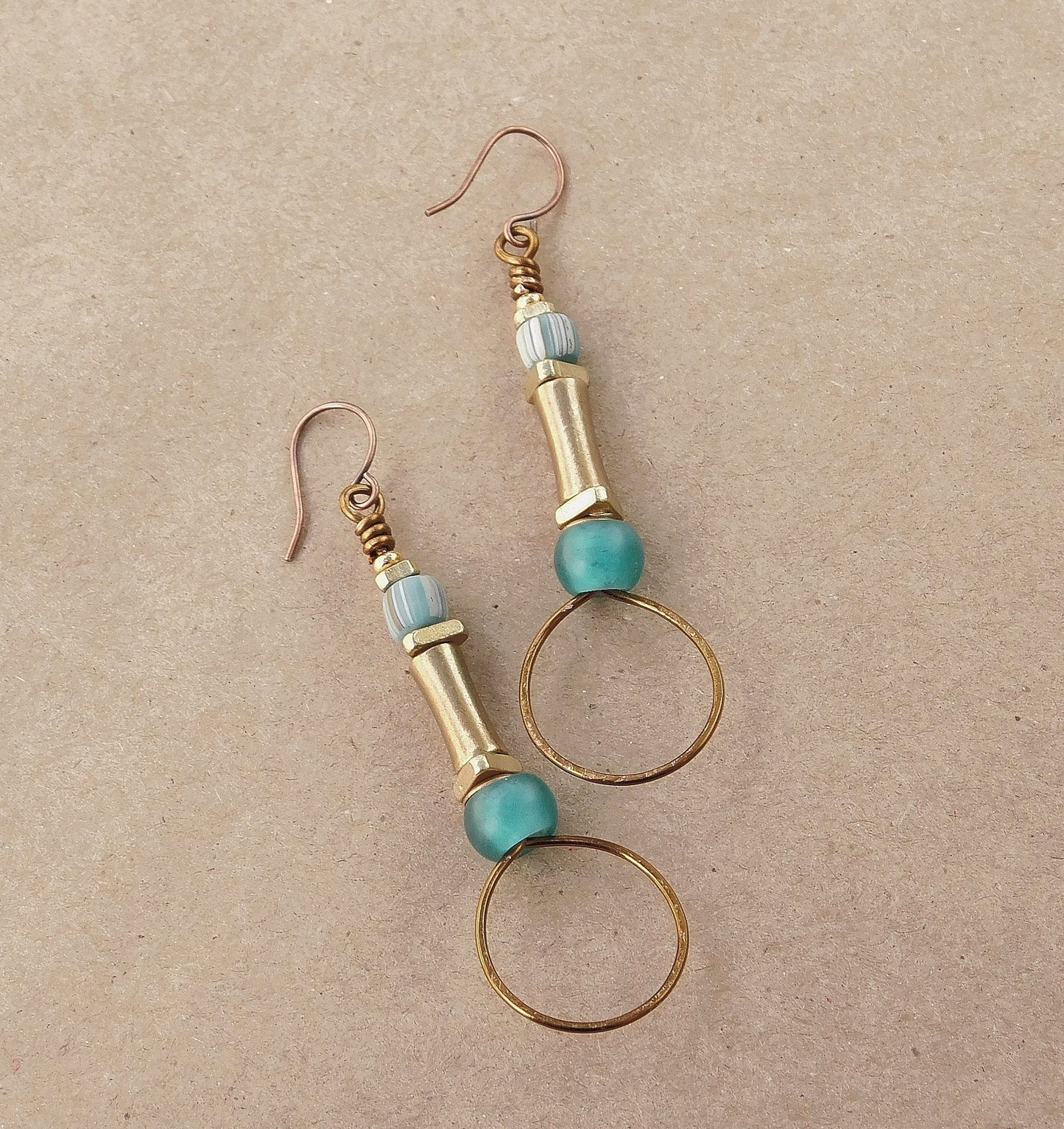 Bohemian Deep Teal Padre Bead Hoop Earrings