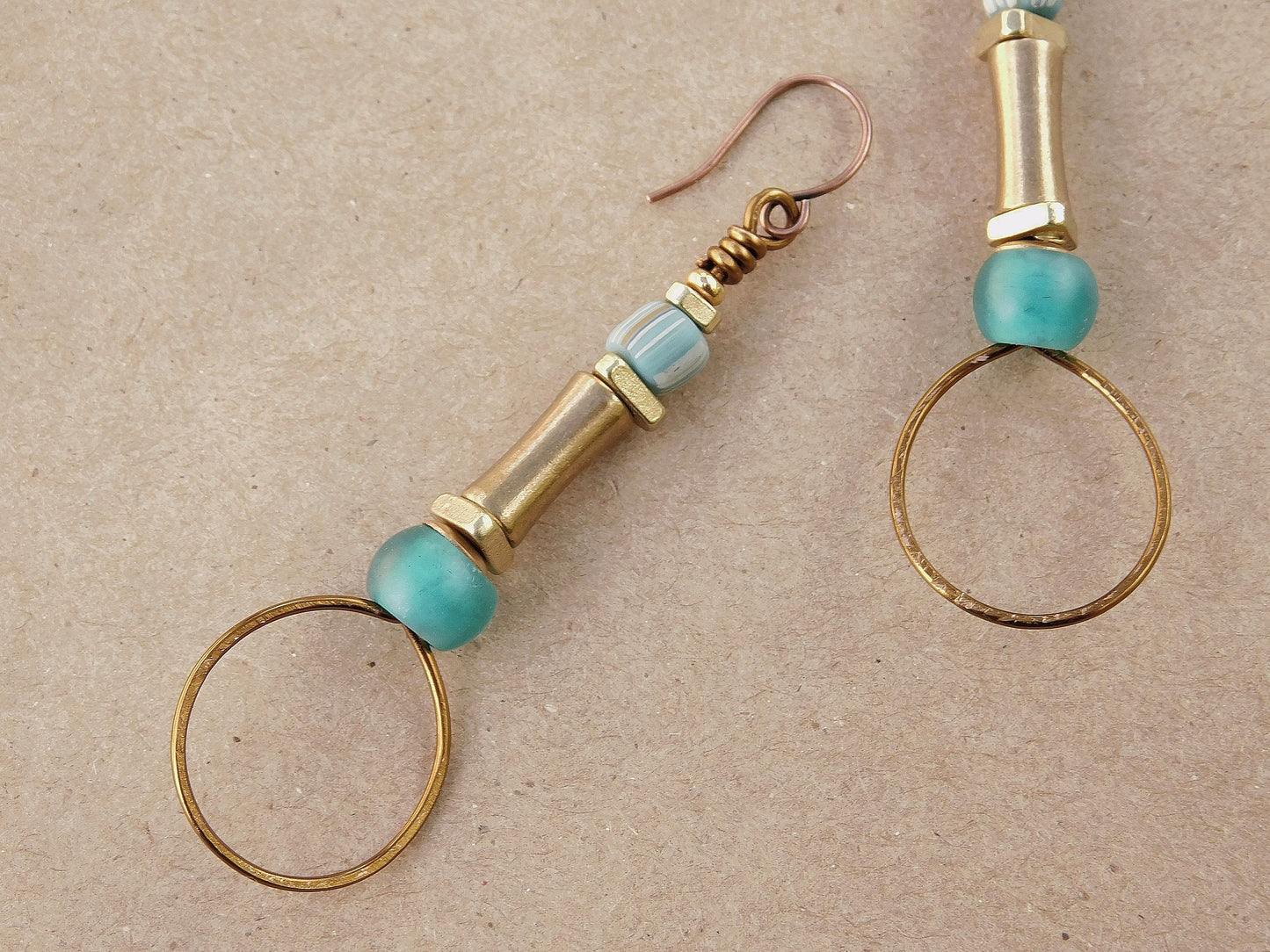 Bohemian Deep Teal Padre Bead Hoop Earrings