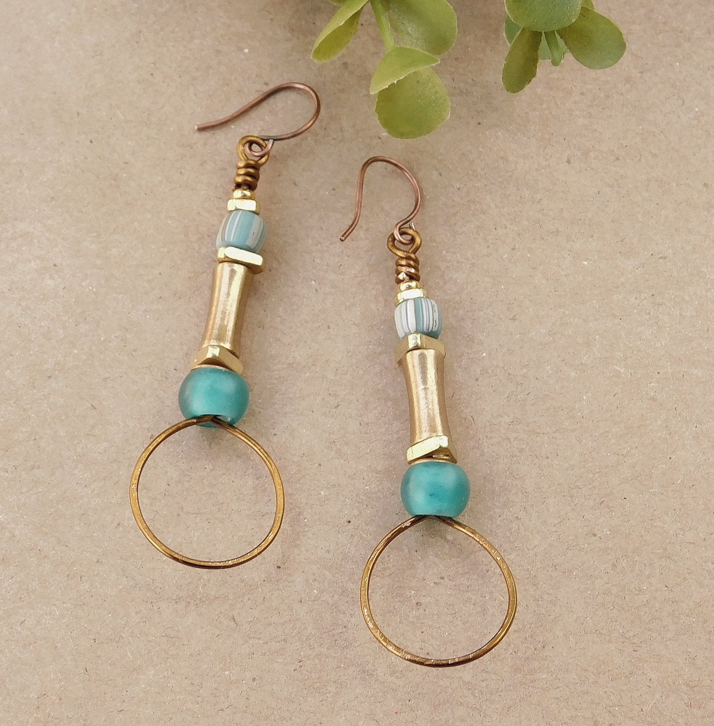 Bohemian Deep Teal Padre Bead Hoop Earrings