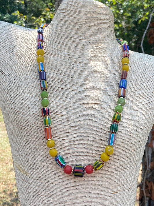 Afro Bohemian Vibes: Colorful Chevron Necklace