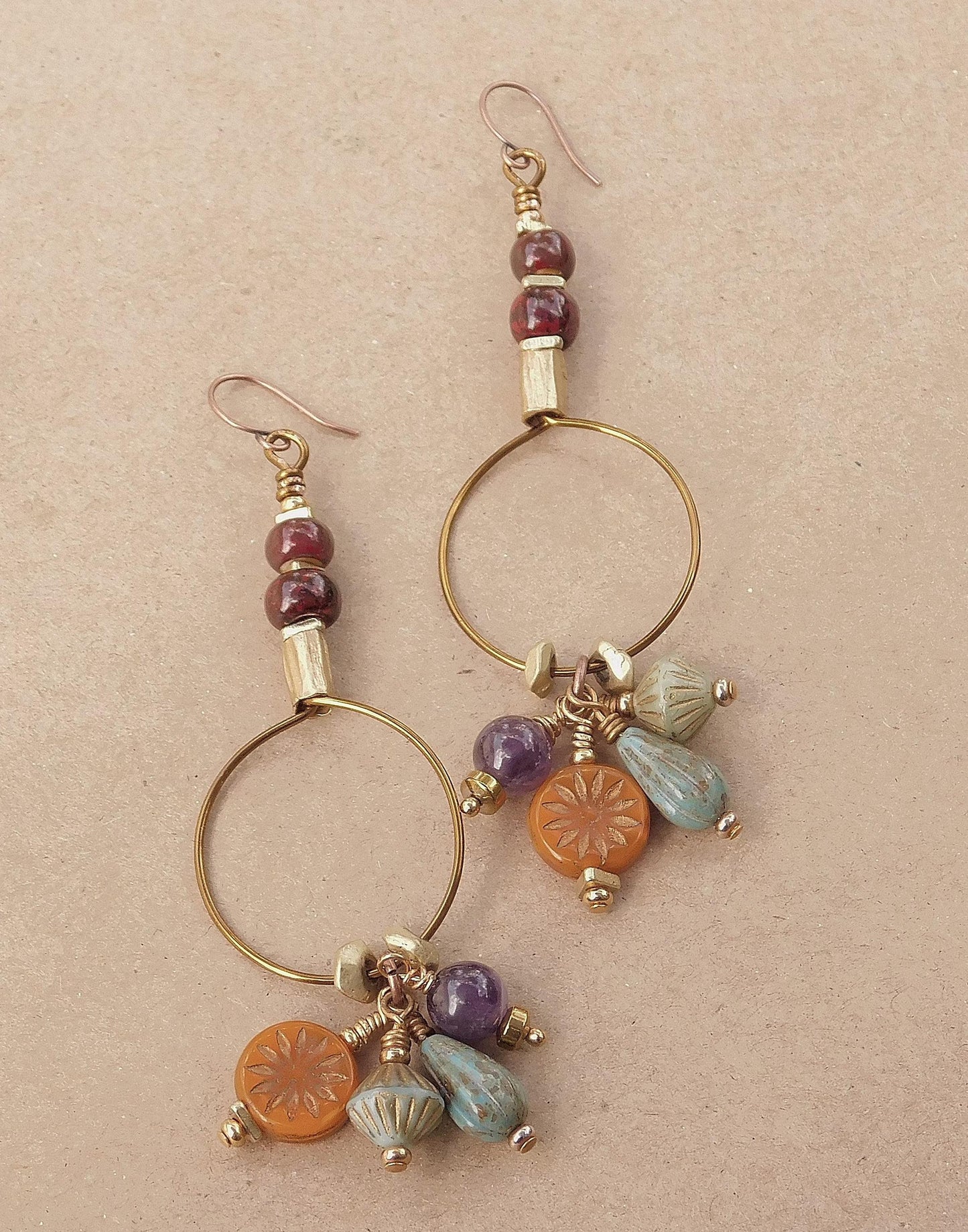 Multi-Czech Dangling Earrings