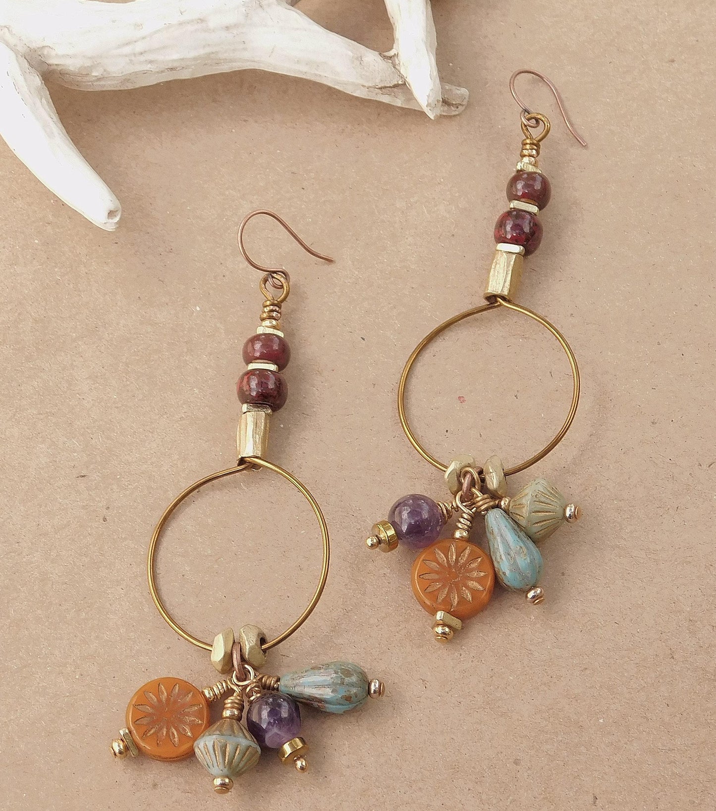 Multi-Czech Dangling Earrings