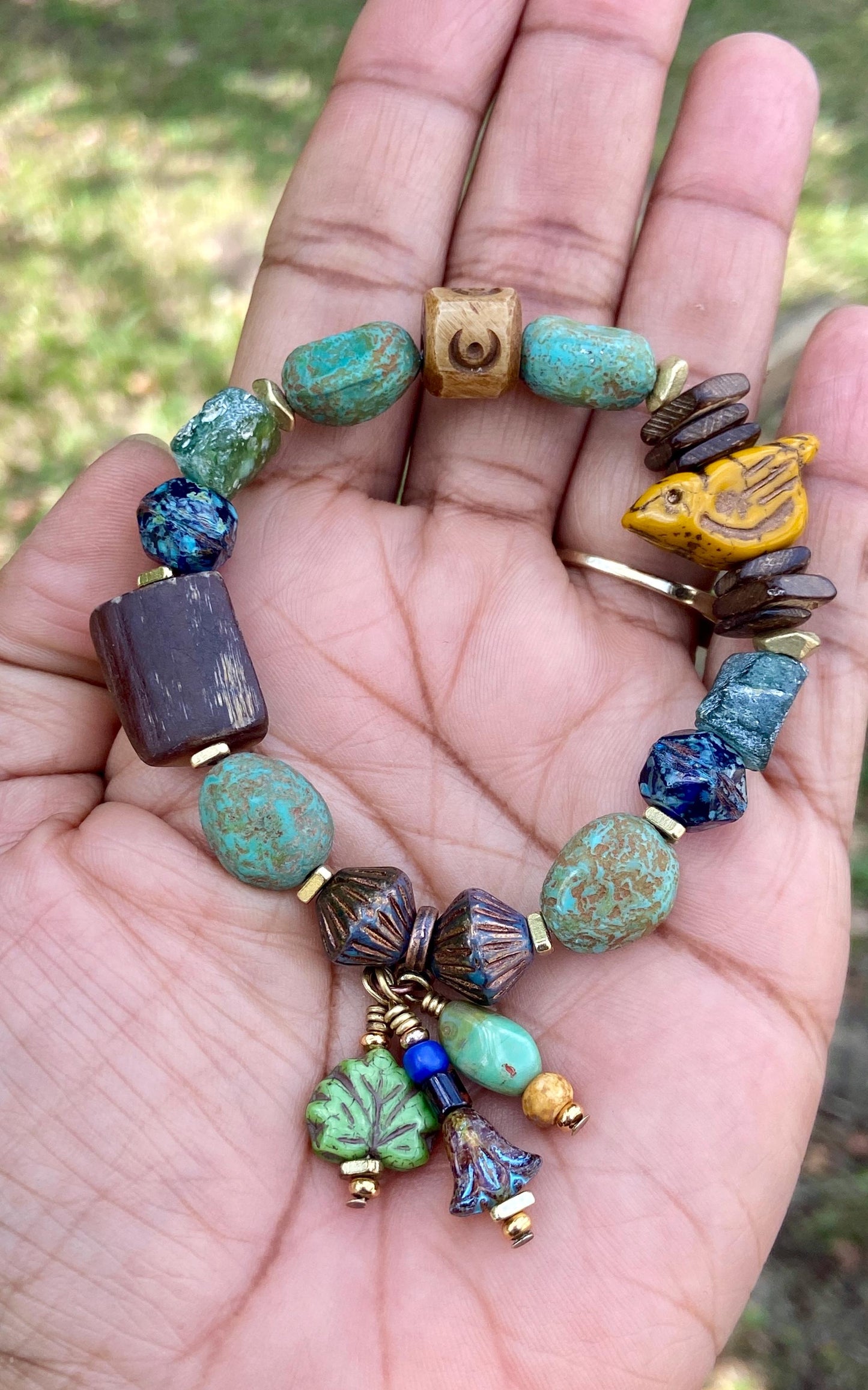 Orange Mystic Chirp Mixed Media Bracelet
