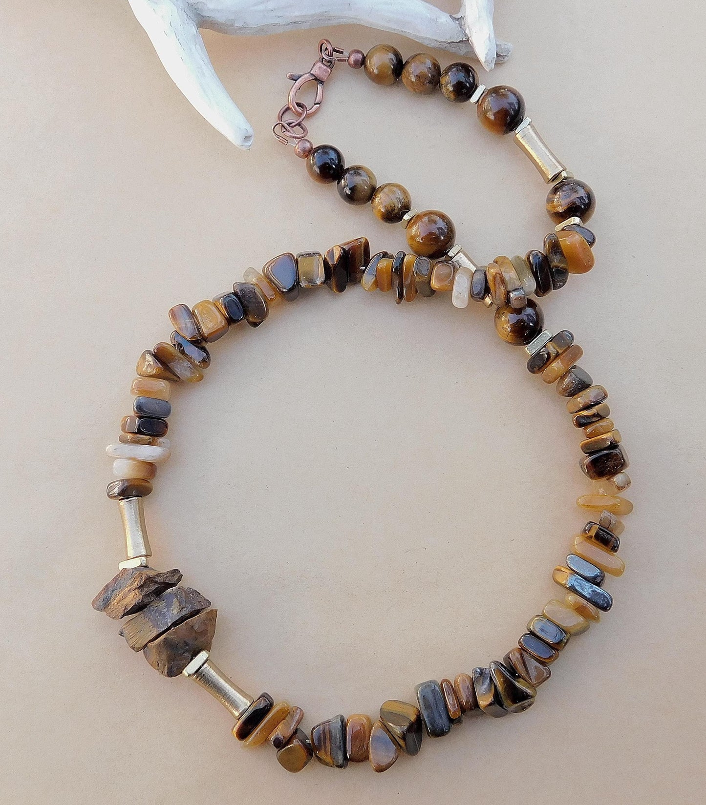 Mocha Mousse Tiger Eye Gemstone Necklace