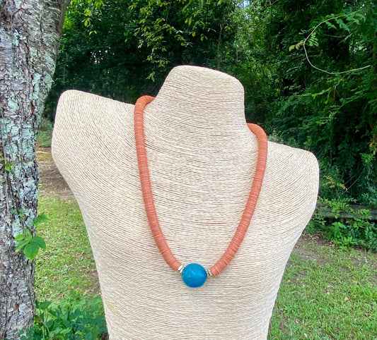 Squash Orange Vinyl Phono Record Necklace