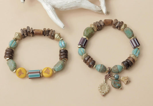 Earthy Czech Bead Bracelets