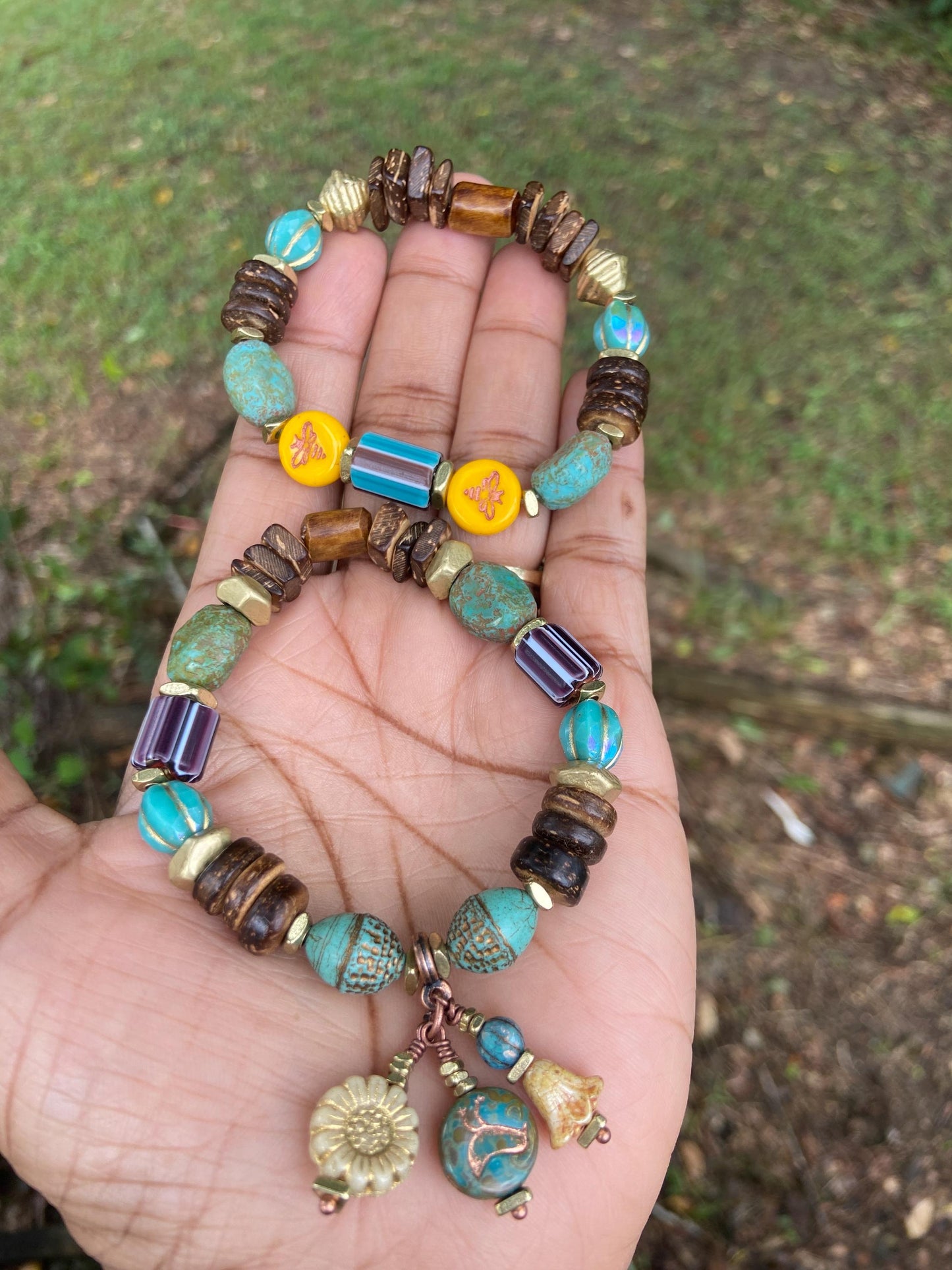 Earthy Czech Bead Bracelets