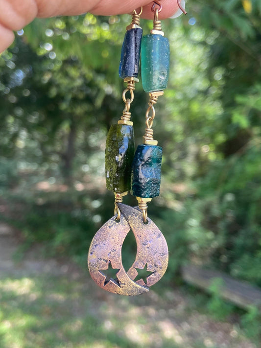 OOAK Moon Charm Earrings